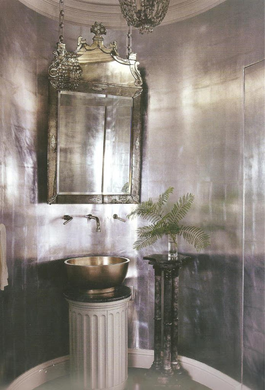 Silver Metal bathroom walls Mary McDonald Splendid Habitat