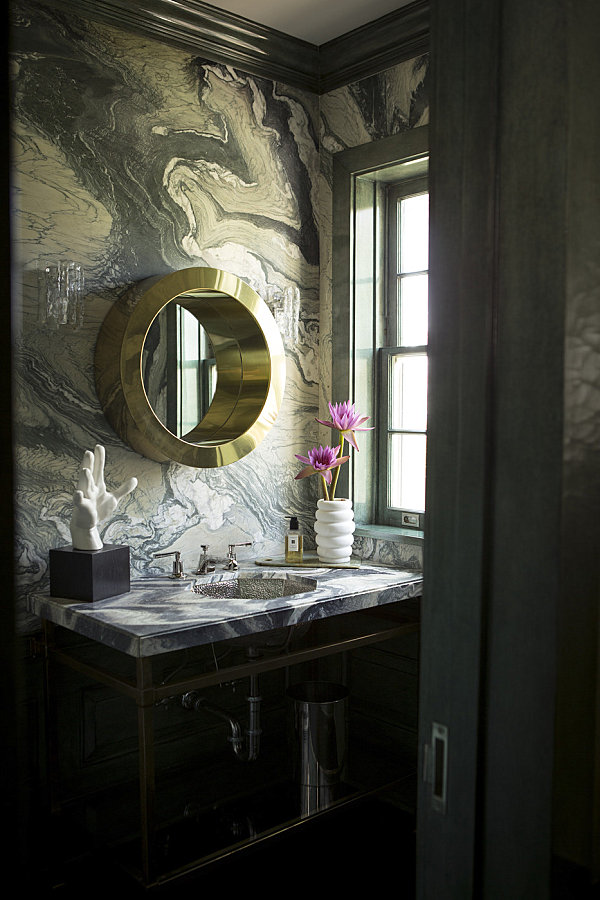 Marble powder room Kelly Wearstler Splendid Habitat